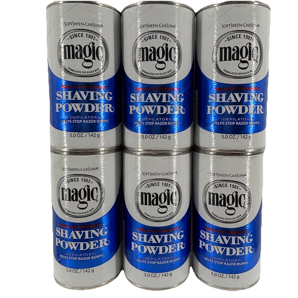 MAGIC Shaving Powder REGULAR STRENGTH for Men Blue by SoftSheen-Carson Set of 6